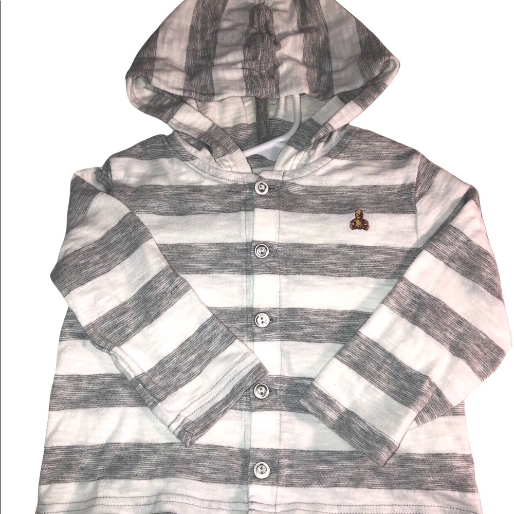 18-24M darling striped hooded button up soft jacket spring nights outfit coverup